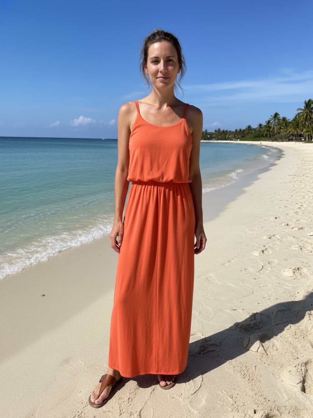 Zenana Outfitters Orange Spaghetti-Strap Maxi Dress with Pockets
